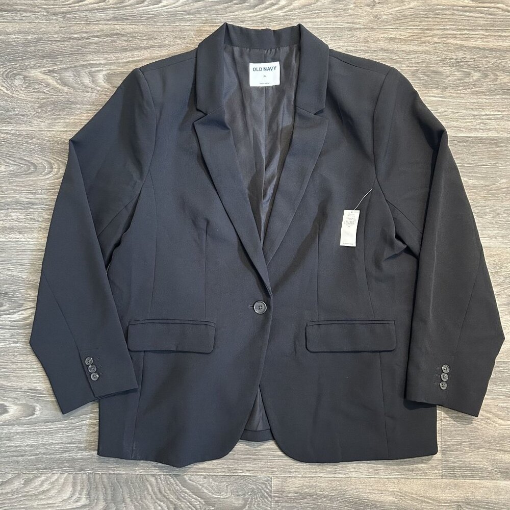 NWT Old Navy Pixie Blazer Size XL Black Tailored Fit Single One Button Closure - Picture 13 of 14